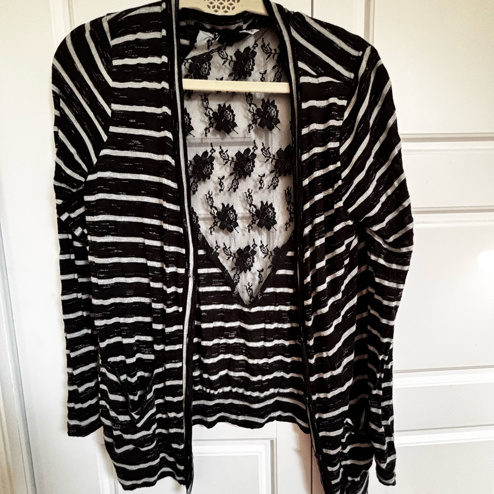 Audrey Black and White Striped Cardigan
